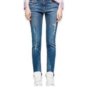 ZADIG & VOLTAIRE Eva Use Slim Denim Blue Jeans w/ Studs & Distressing Size 25